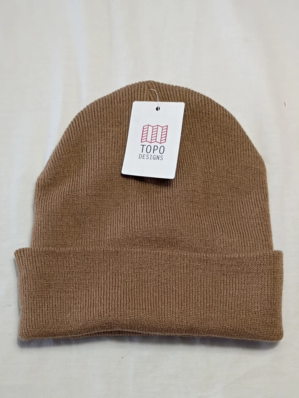 NWT Topo Designs Oatmeal Knit Wool Blend Beanie With Logo One Size Winter